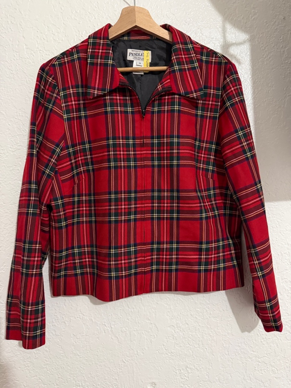 Pendleton Red and Black Tartan Zip Pullover Jacket